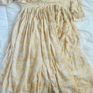 Floral Yellow and White Midi Dress